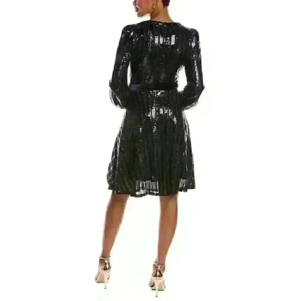 Nanette Nanette Lepore Women's Size 10 Sequin Belted Surplice Dress NWT $188 - Picture 2 of 3